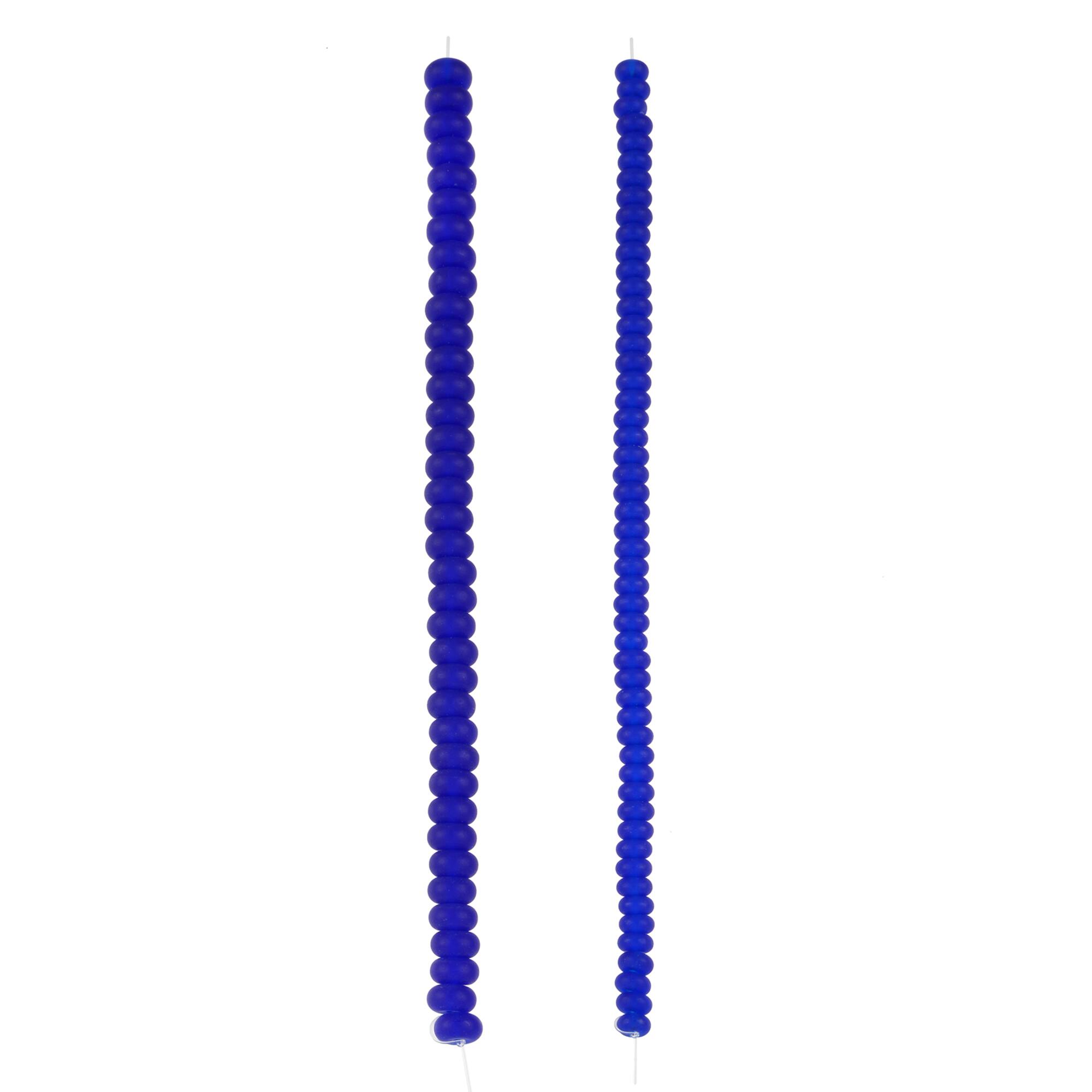 Mixed Blue Matte Glass Rondelle Beads by Bead Landing™